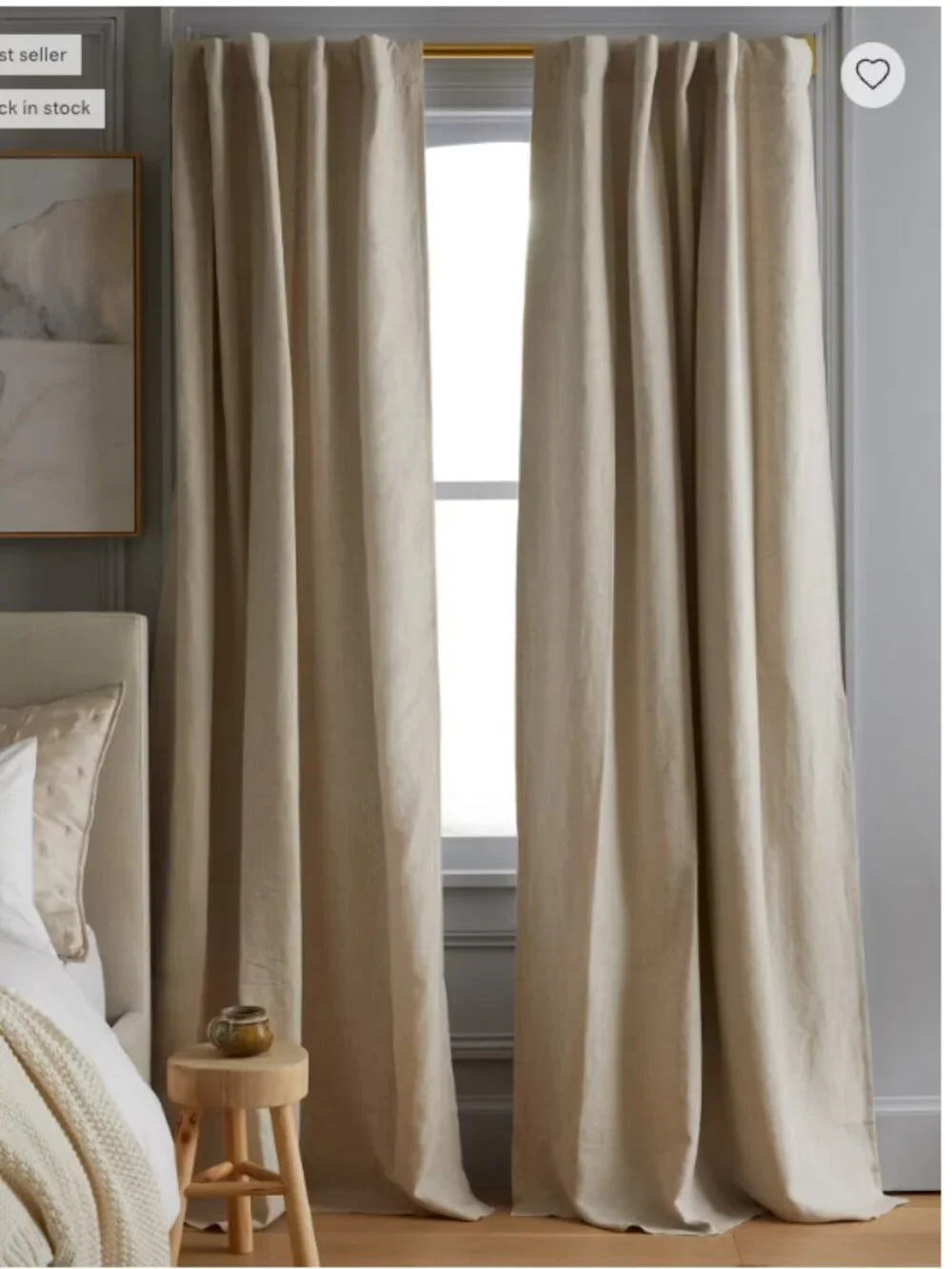 NWOT TWO Quince European Linen Room Darkening Curtains Panels- Flax 96x108